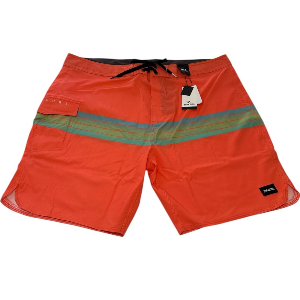 Rip Curl Board Shorts Swim Trunks Revival 19” Striped Orange NWT Men’s Size 40